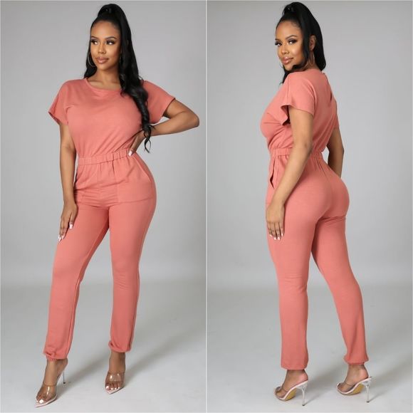 Terra Cotta Jogger Jumpsuit - Picture 1 of 3